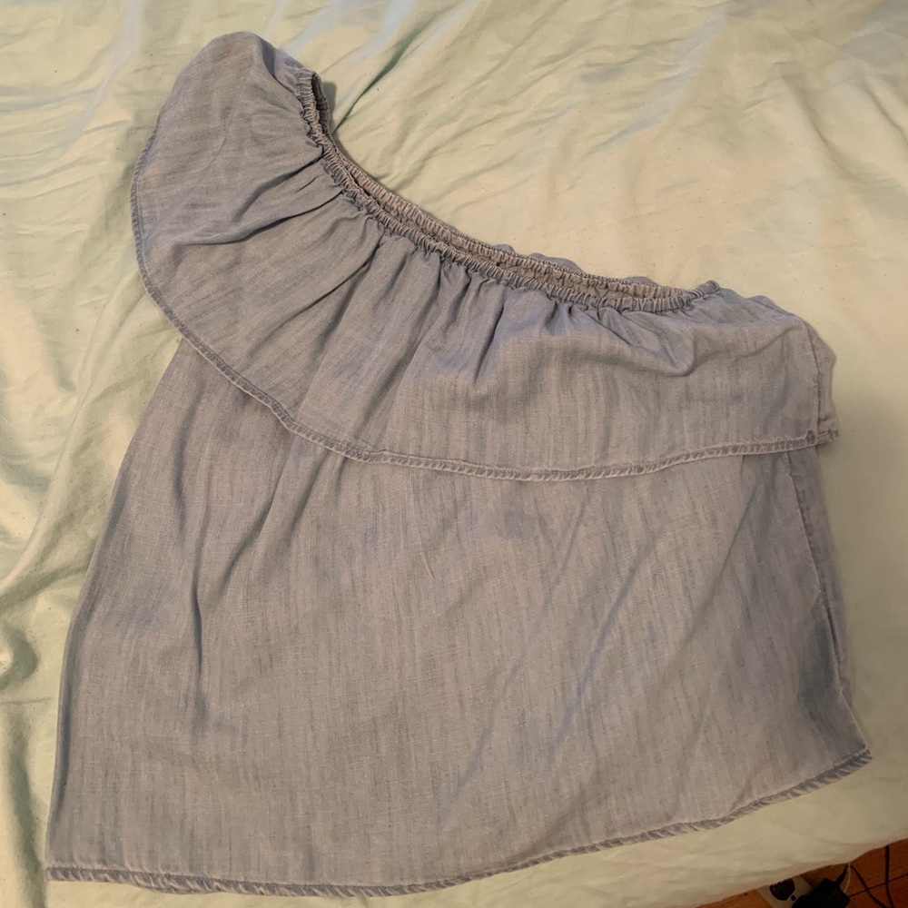 American eagle one shoulder chambray top